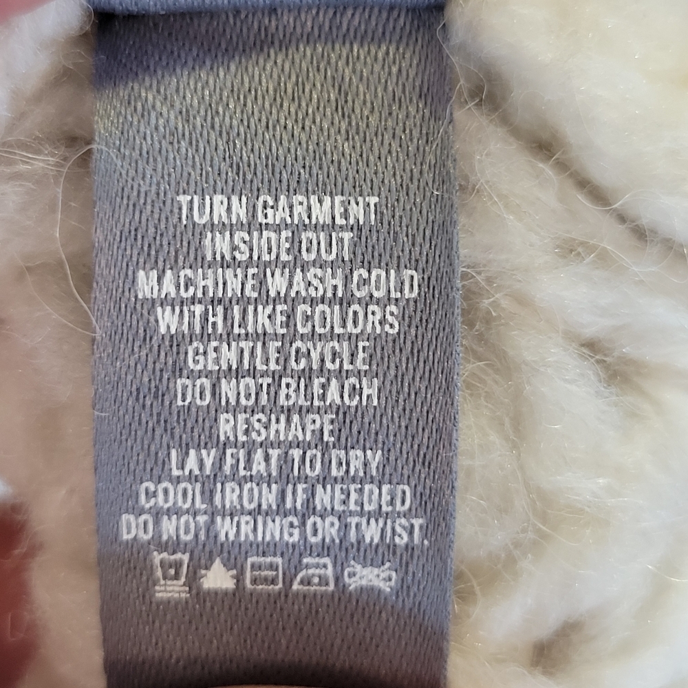 Aerie Wool Alpaca Blend Cream Colored Chunky Knit Mock Neck Sweater - Picture 7 of 7